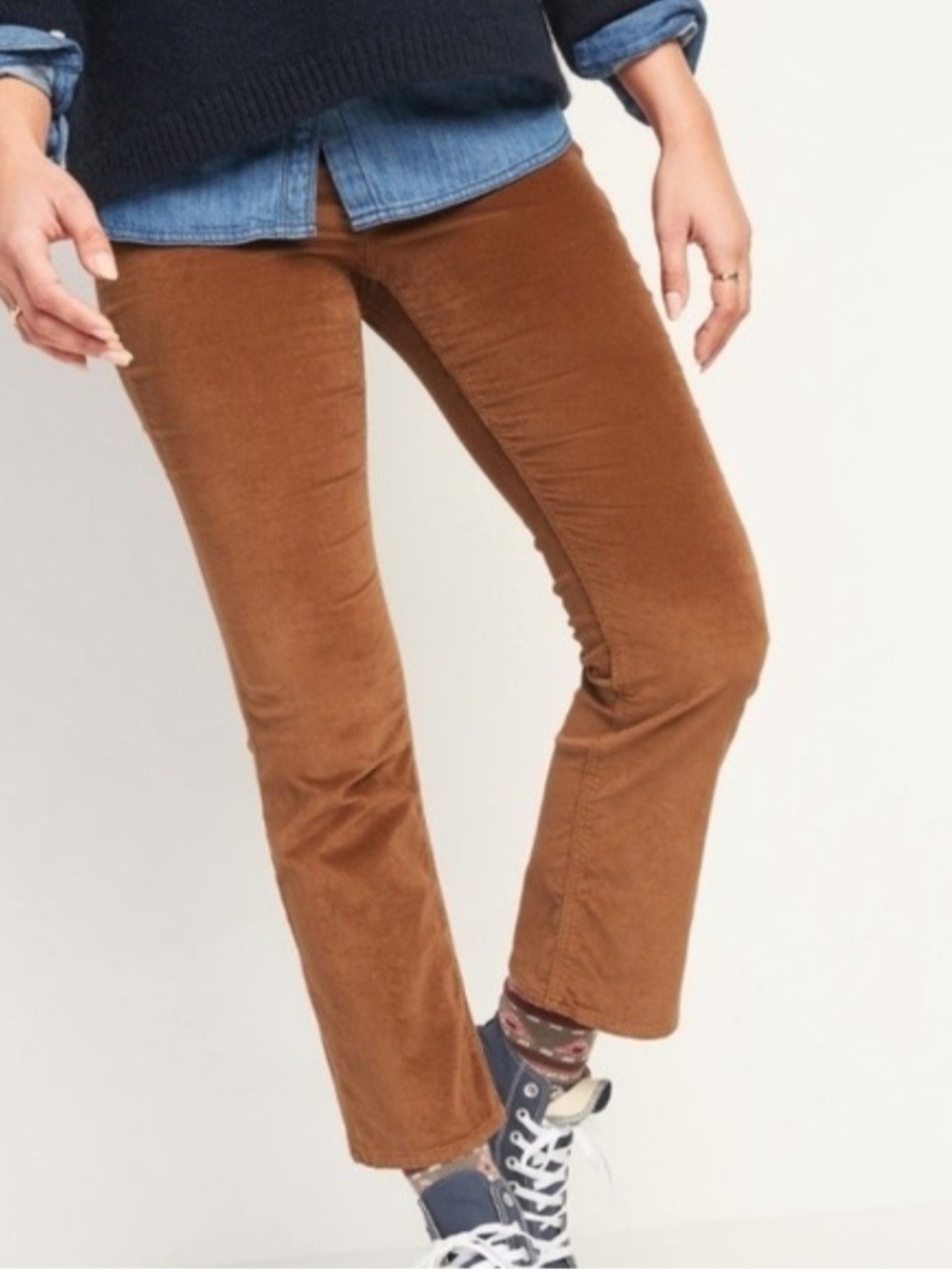 Old Navy (Women's 16) Flare Ankle High-Rise Brown Velvet Pants